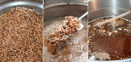 Homebrewer experimenting with craft beer recipes, hops, and new flavors at home